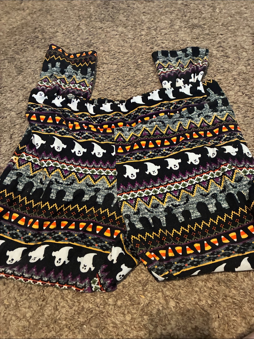 Woman’s Halloween Ghost Pattern Knit Shorts - Black & Multicolor
